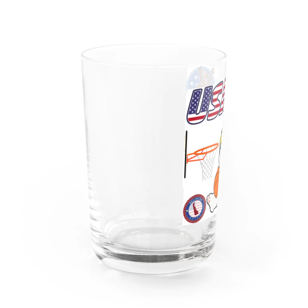 キイロチャンのバスケットボール選手の猫 Water Glass :left