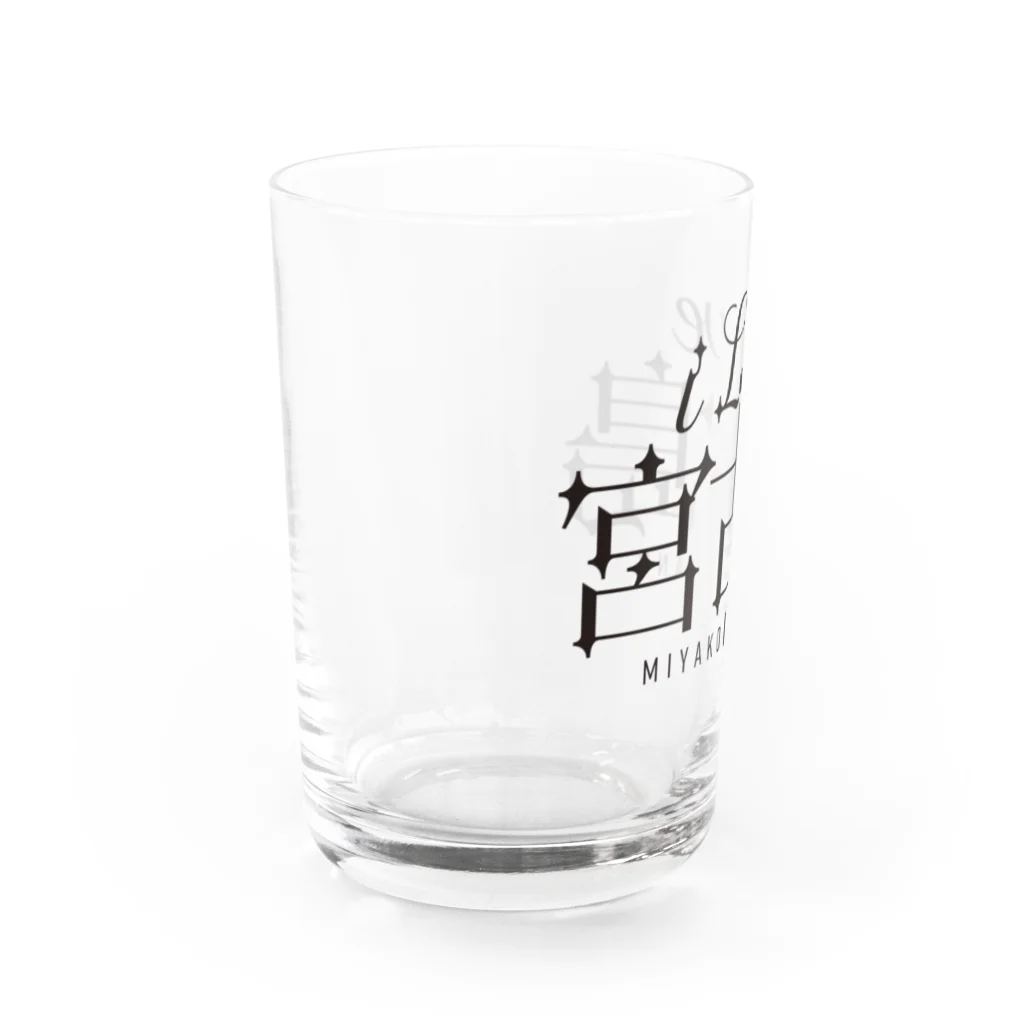 地名・観光地おしゃれグッズ製作所のiLOVE宮古島（タイポグラフィBLACK） Water Glass :left