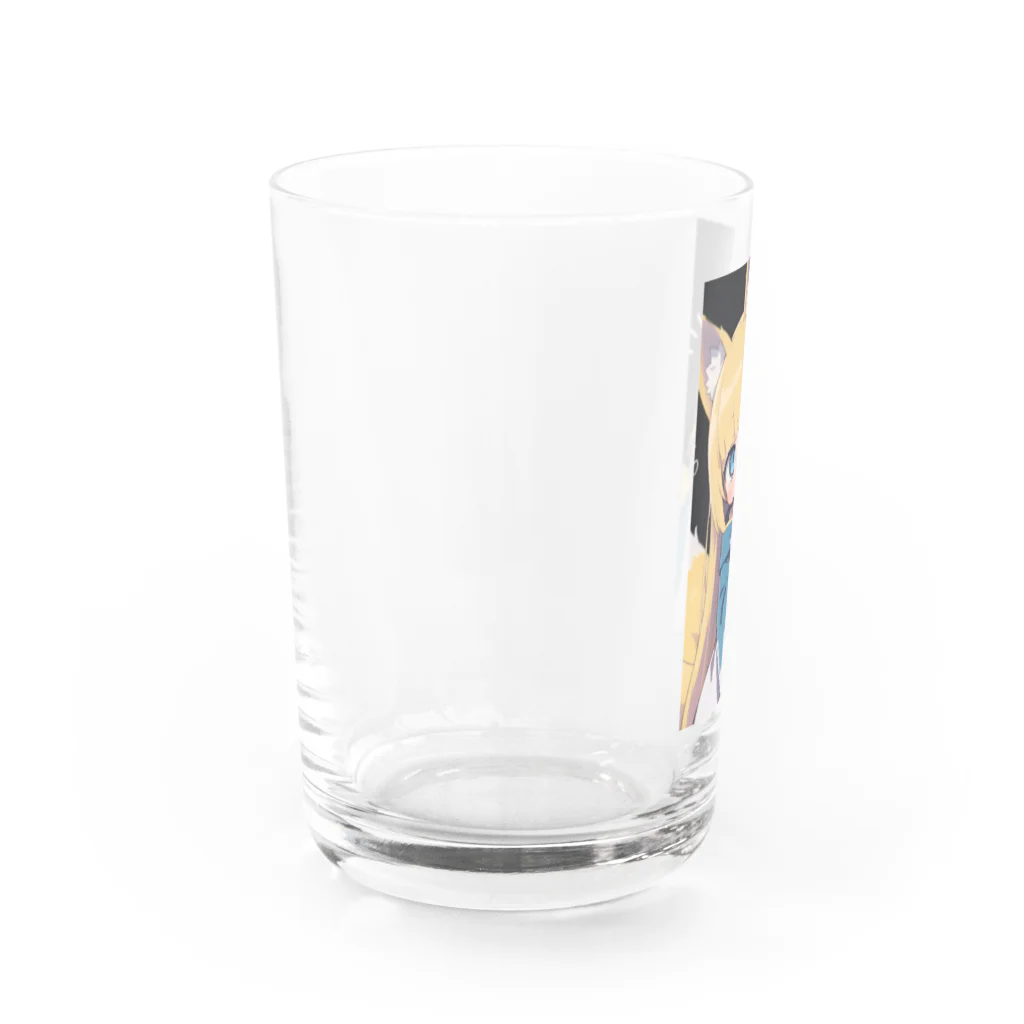 ケモ耳美少女キツネちゃん（AIart）の金髪のキツネの女の子 Water Glass :left