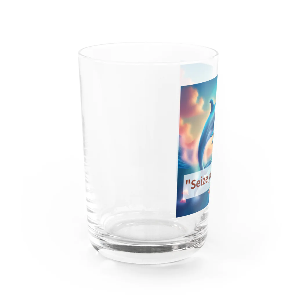 ワクワクセレブレイトのイルカ幸せ掴め！ Water Glass :left