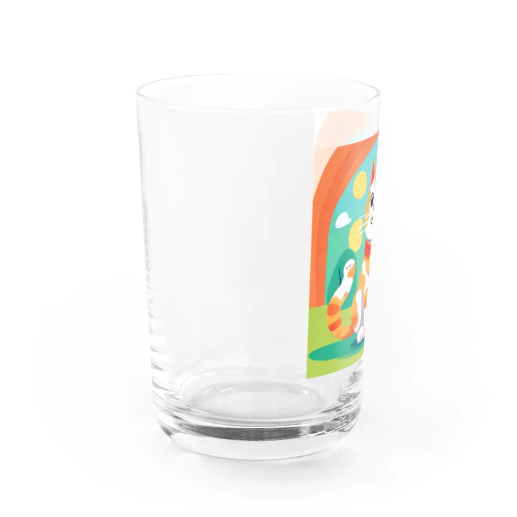 ラクダの店の愛くるしい招き猫 Water Glass :left