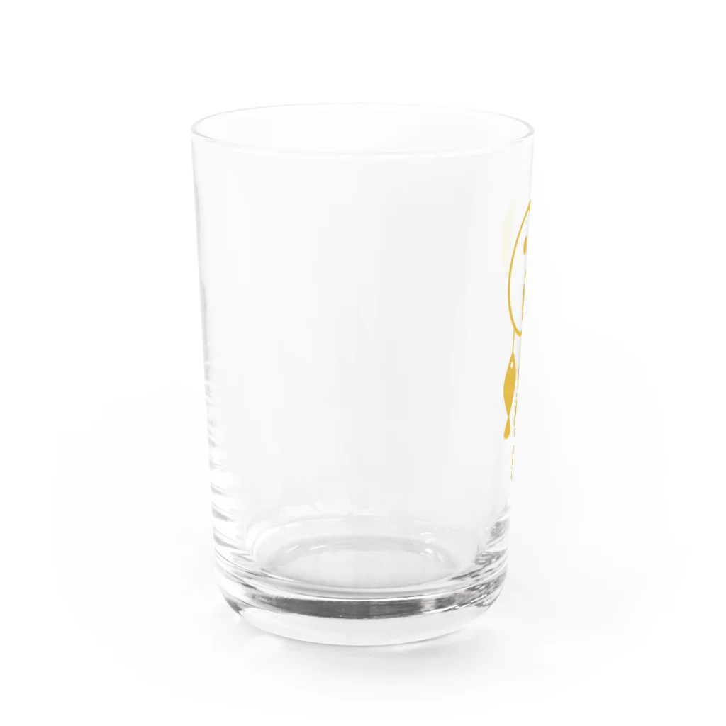 よねやしょうの陰陽太極図と双魚 (金茶色) Water Glass :left