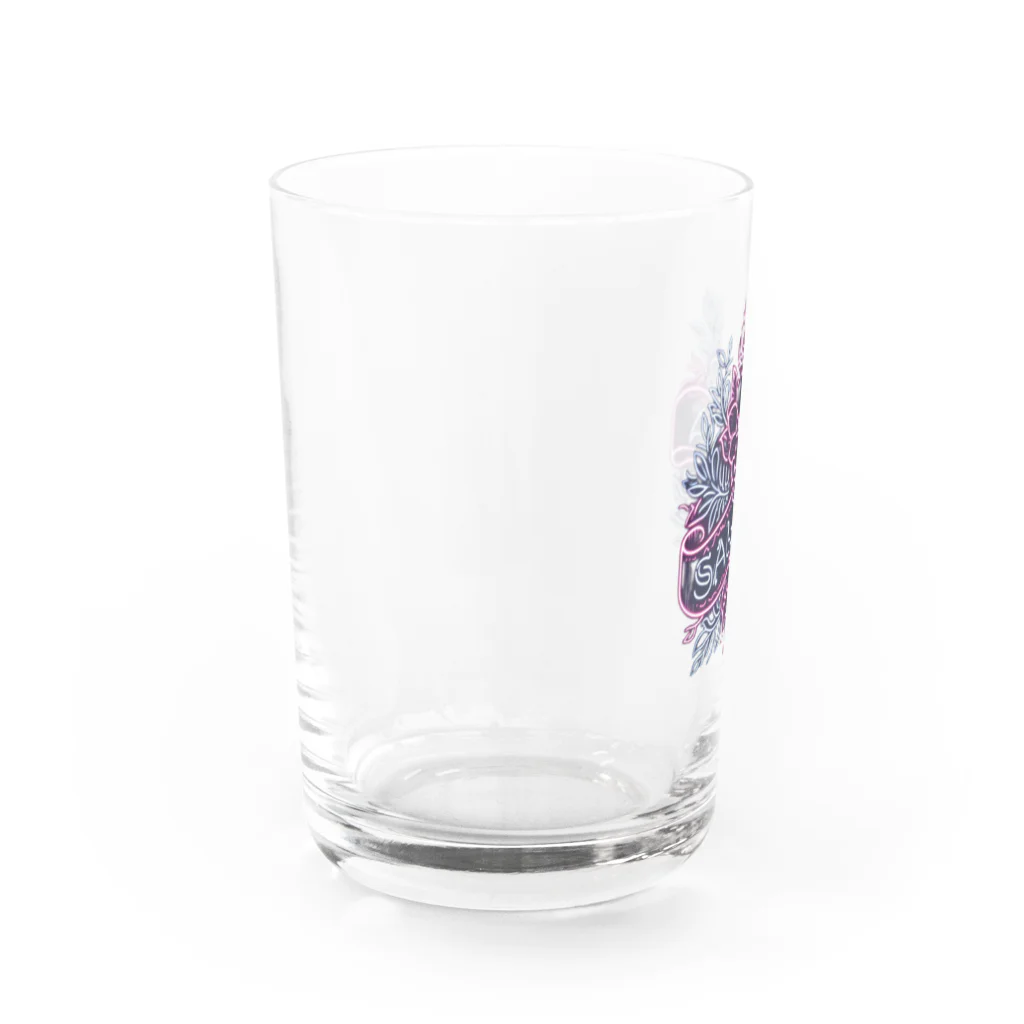 N SAUNA LOGOのネオン風花柄サウナロゴ11　花柄ver.4 Water Glass :left