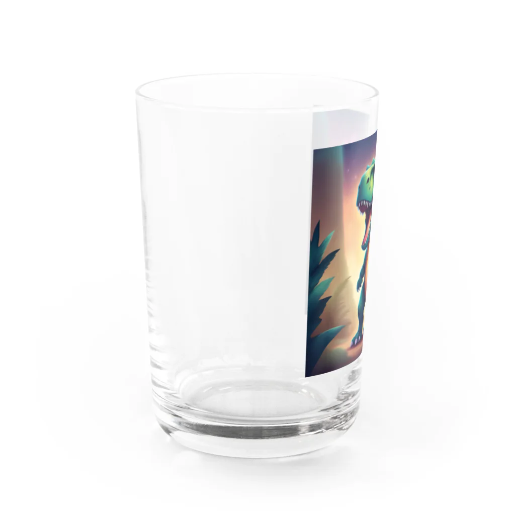 春乃遊羽アイディアイラストショップの可愛いティラノサウルス Water Glass :left