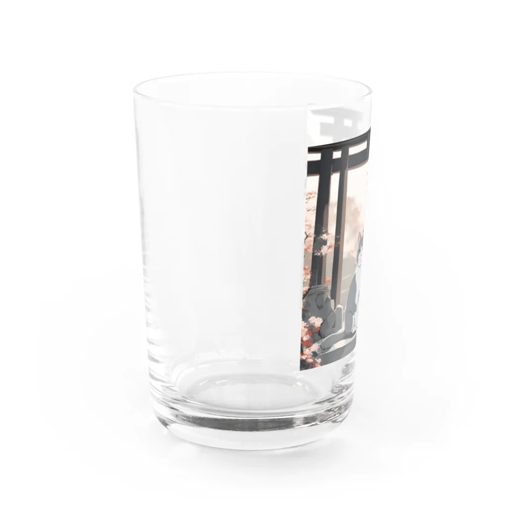 ハチワレにゃんこの軌跡の鳥居下のハチワレにゃんこ Water Glass :left