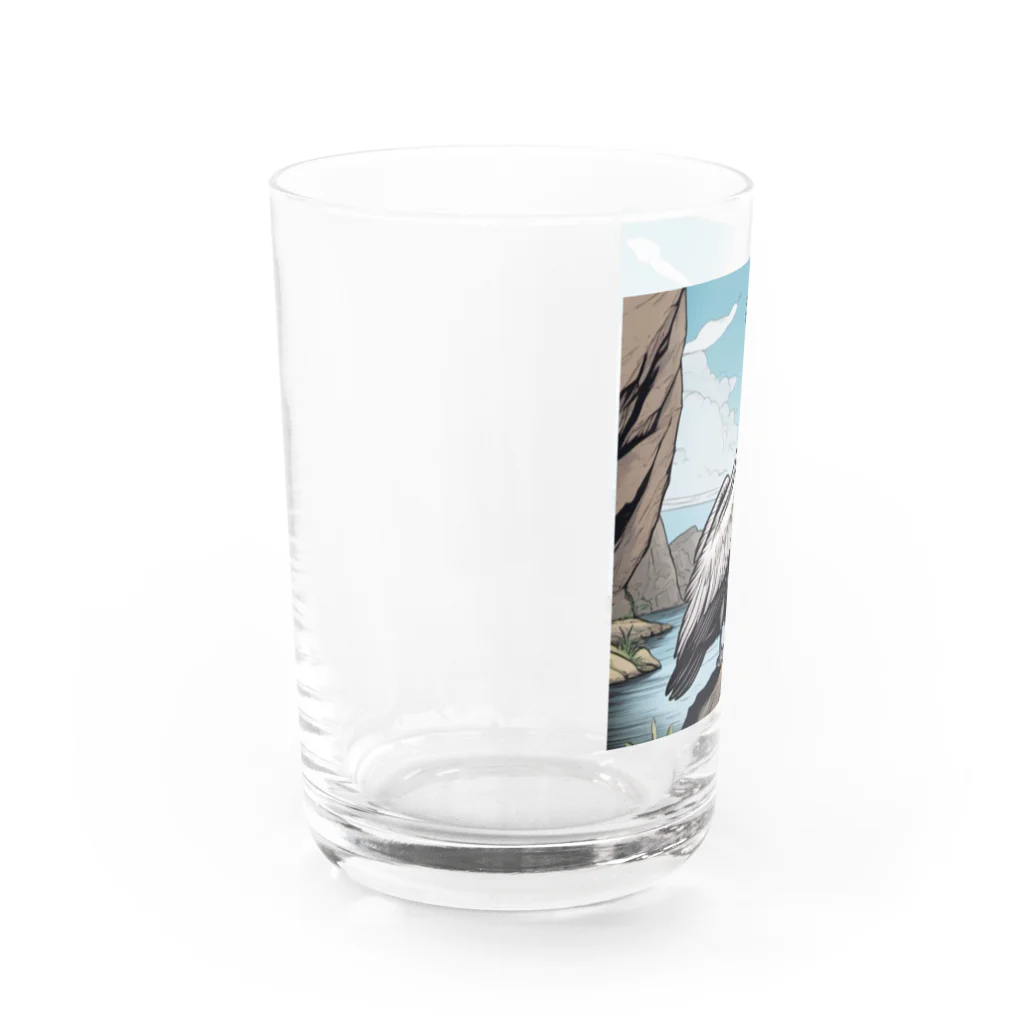 京都イラスト工房の動物シリーズ12：ペリカン Water Glass :left