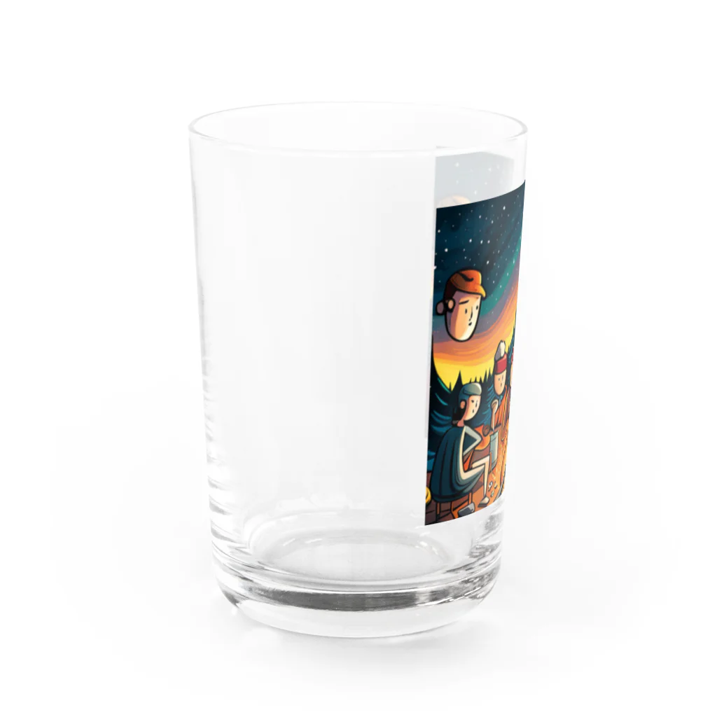 mudouの焚火を囲んで和む Water Glass :left