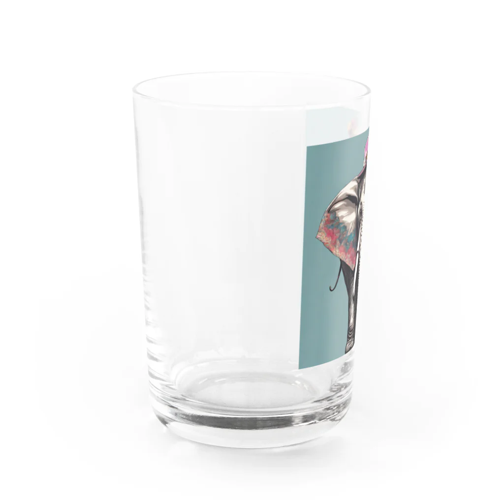 おしゃれな動物のおしゃれなゾウ Water Glass :left