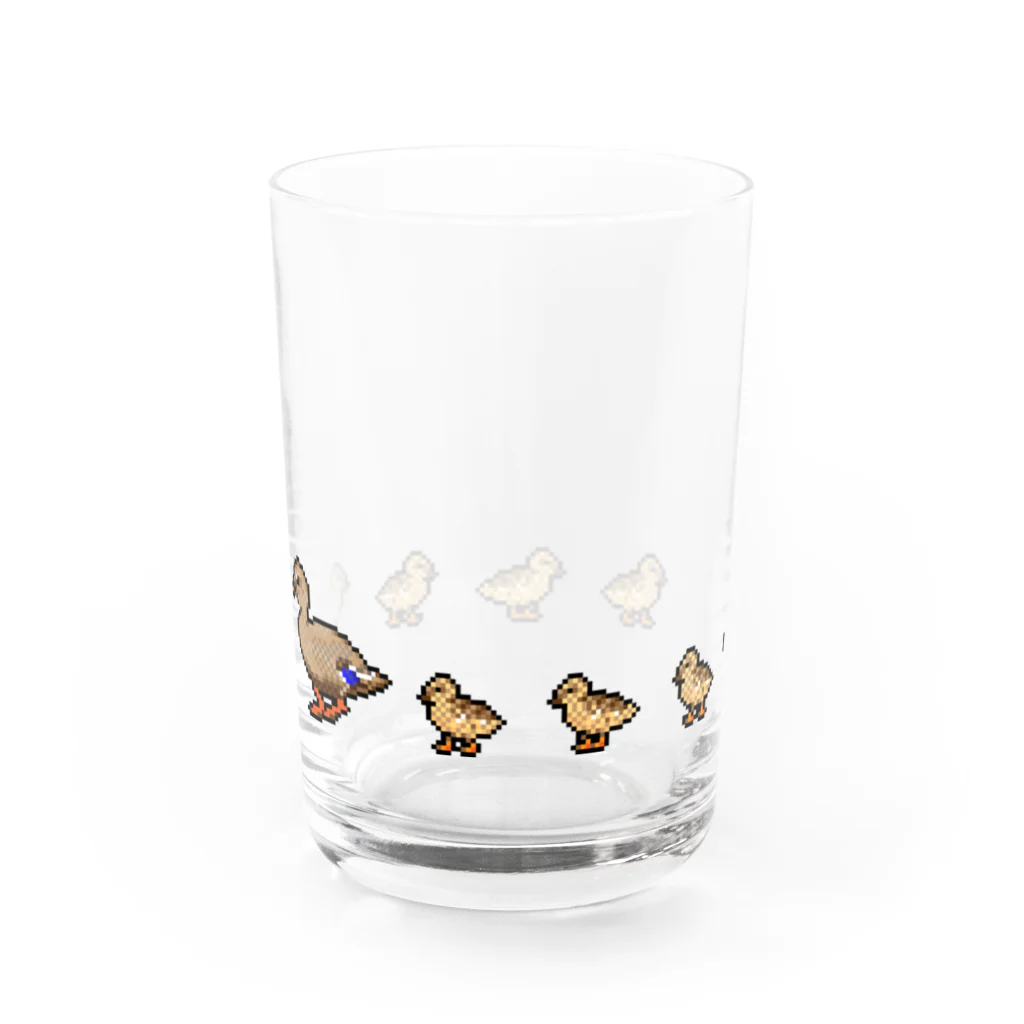 naturaloopのドット絵カルガモ親子の行列 Water Glass :left