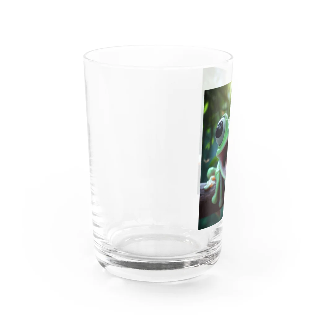 ワンダーワールド・ワンストップのリアルでユニークな笑っているカエル Water Glass :left