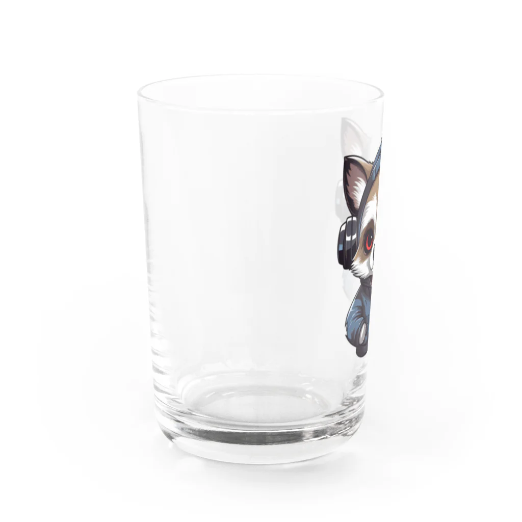 Vasetti_pressのヘッドホンをかけているタヌキ Water Glass :left