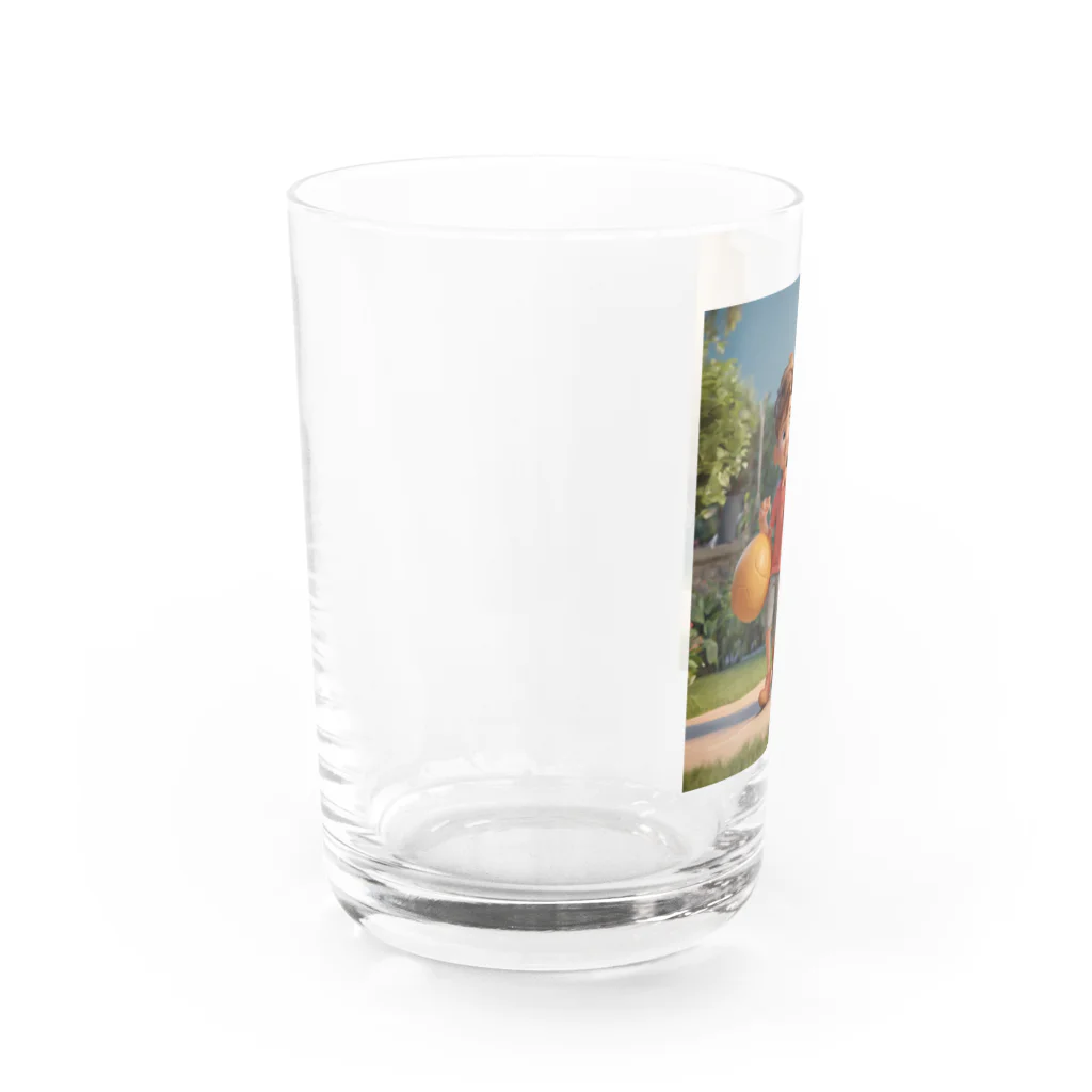 ワンダーワールド・ワンストップの男の子と愛らしいシュナウザー・ドッグ② Water Glass :left