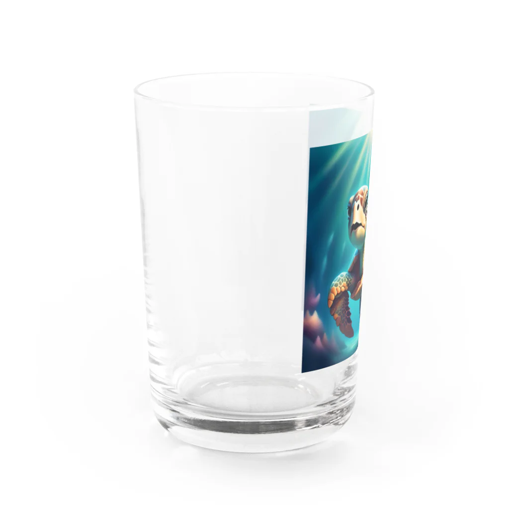 KEIZOKUの可愛らしい天使のような海ガメのイラストグッズ Water Glass :left