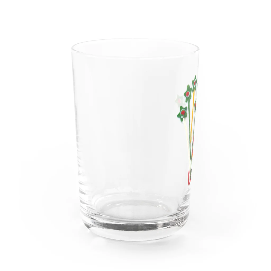 こどもと私の絵や粘土の花瓶に入った星の花 Water Glass :left