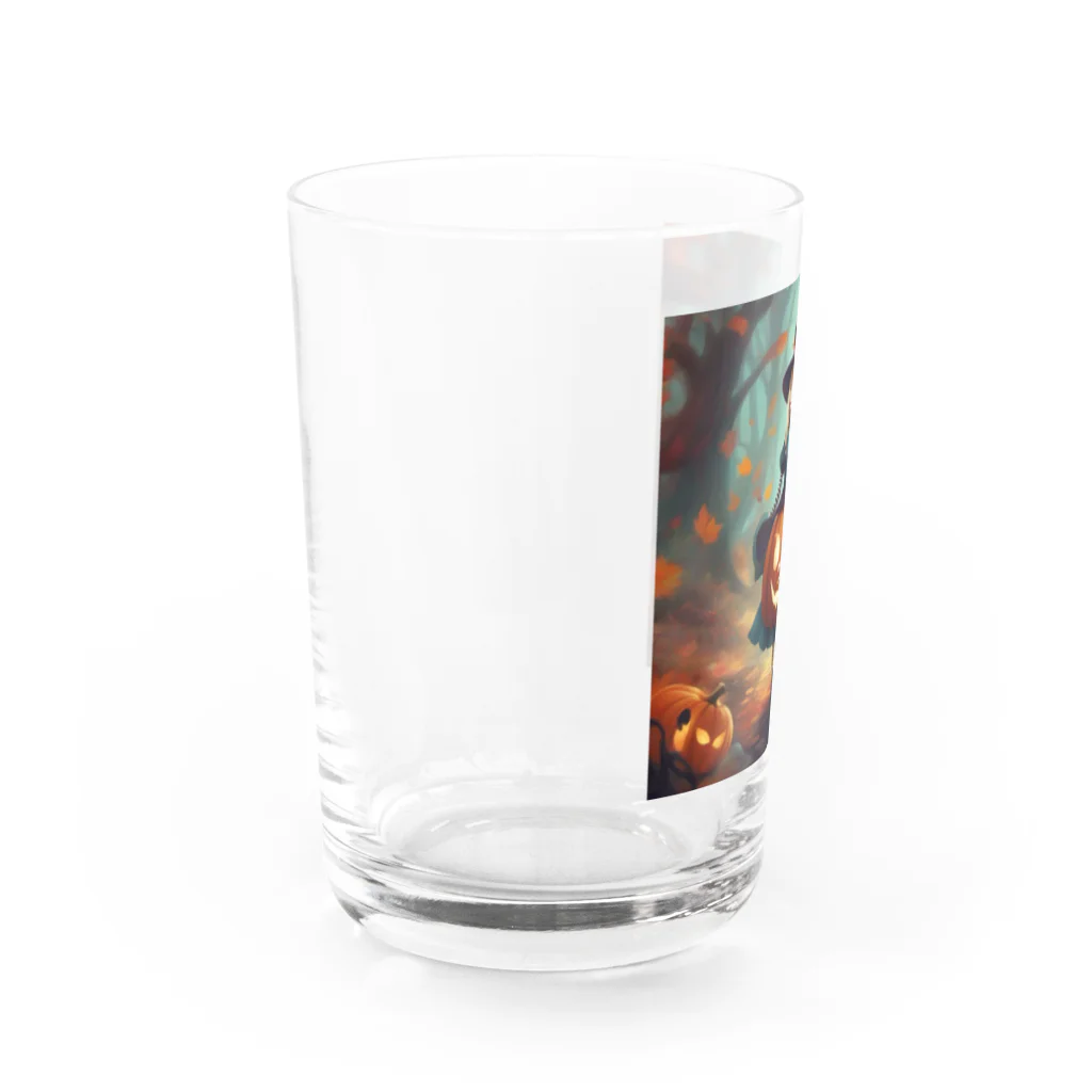 崖っぷちのポニョの魔女とジャック・オ・ランタン Water Glass :left