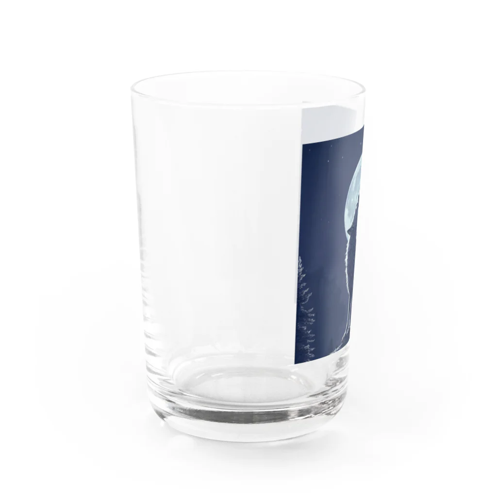 アニマルデザインの月夜に吠える狼 Water Glass :left