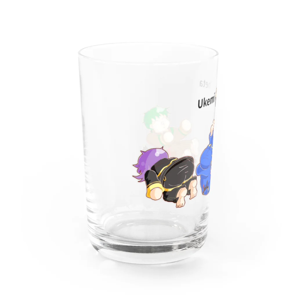 柔術やノーギTシャツのお店の受け身が苦手な黒帯たち Water Glass :left