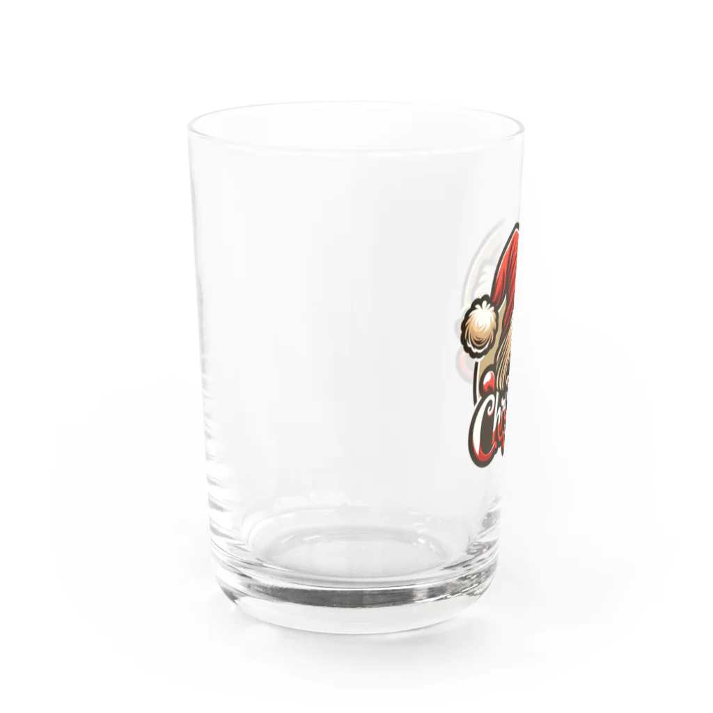 ハルモカショップのクリスマスのロゴ Water Glass :left