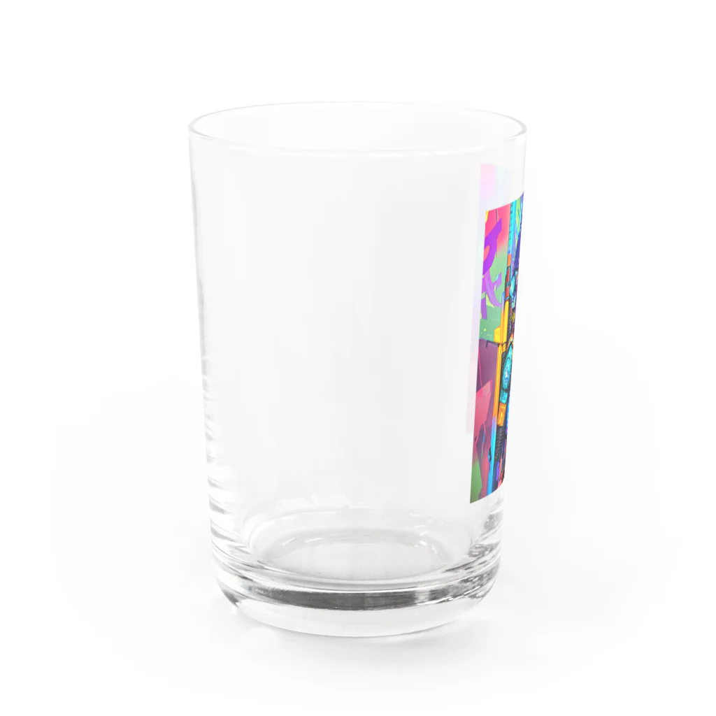 AI・デザインが好きな人のカラフルポップ　サバイバル Water Glass :left