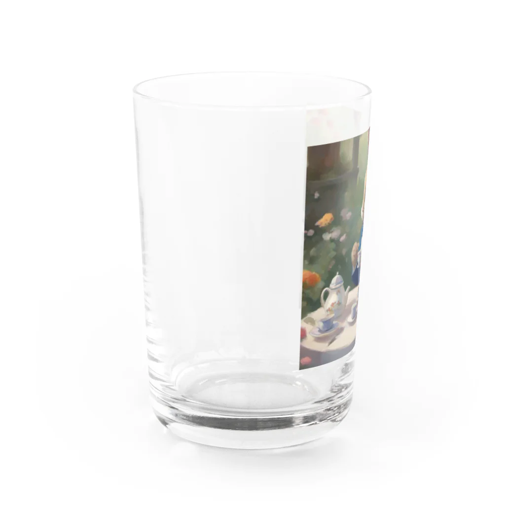 -888-のティータイム紳士ウサギ Water Glass :left