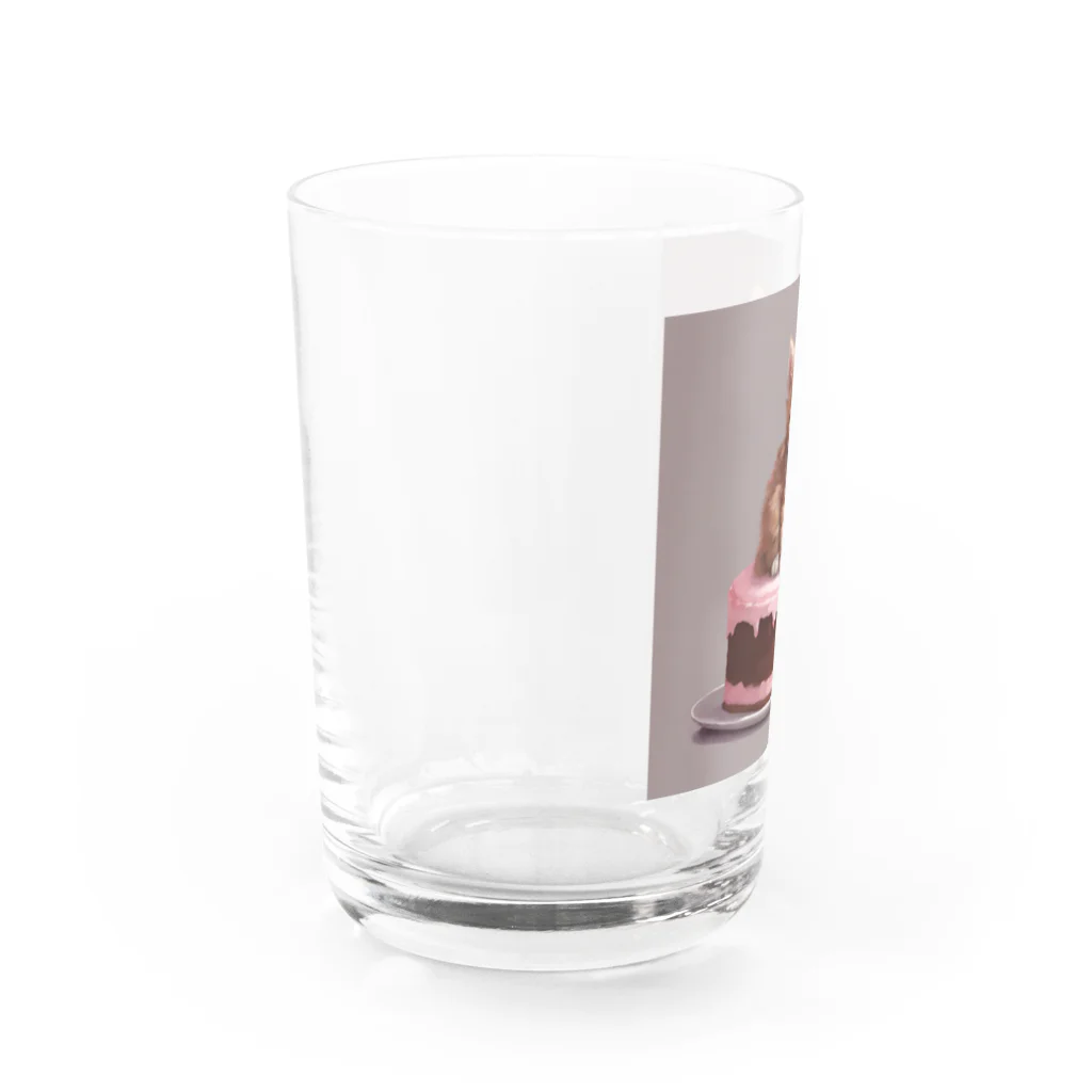 にゃんこぷにのケーキの上の仔猫ちゃん Water Glass :left