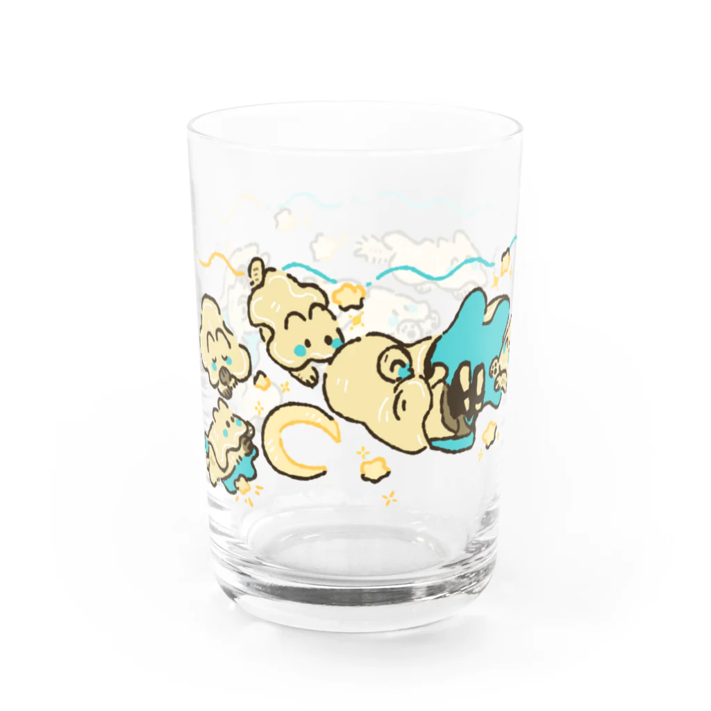 wara13のタオルケットおばけくんと猫 Water Glass :left