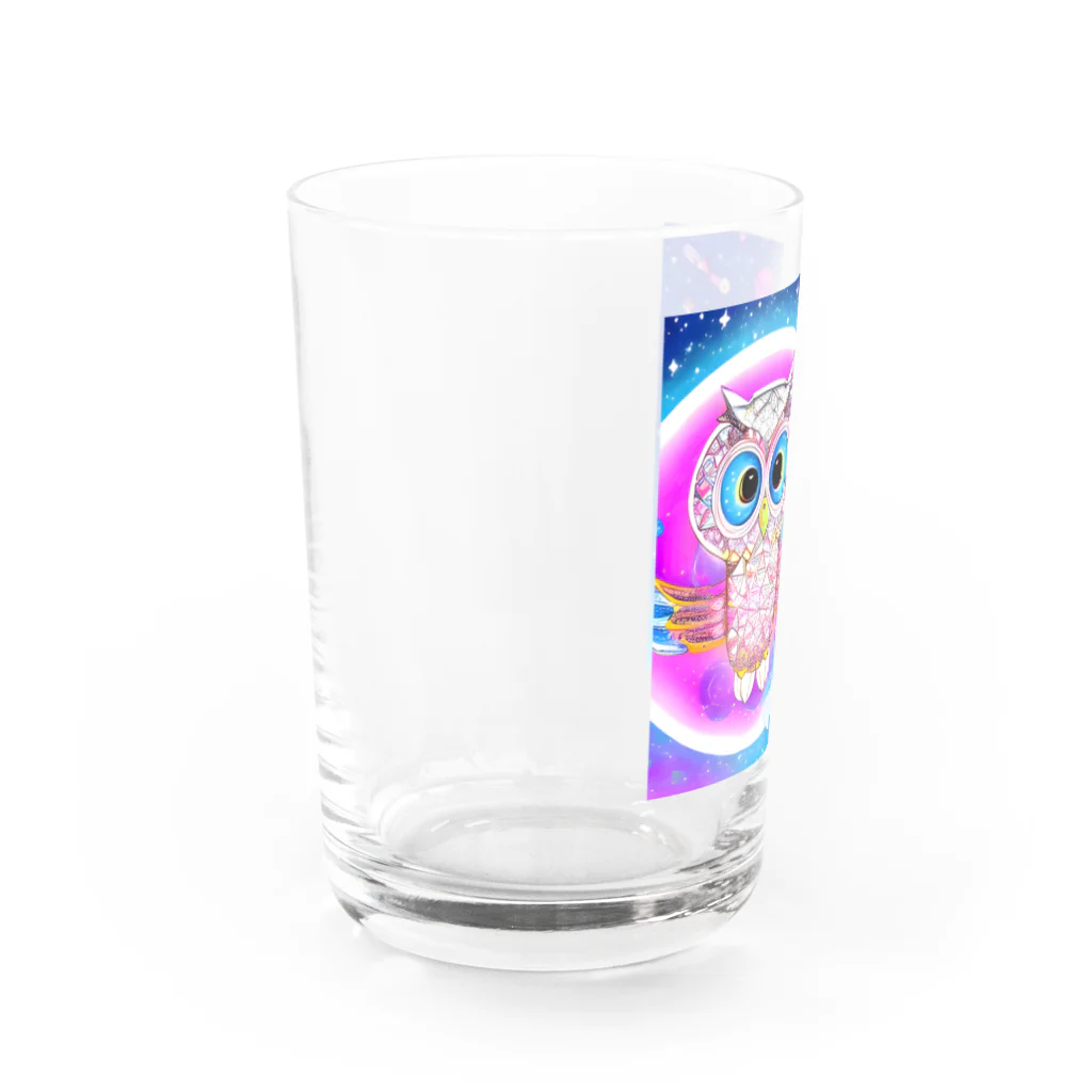 Moichi Designs Shop-2023のフクロウの宇宙飛行士 Water Glass :left