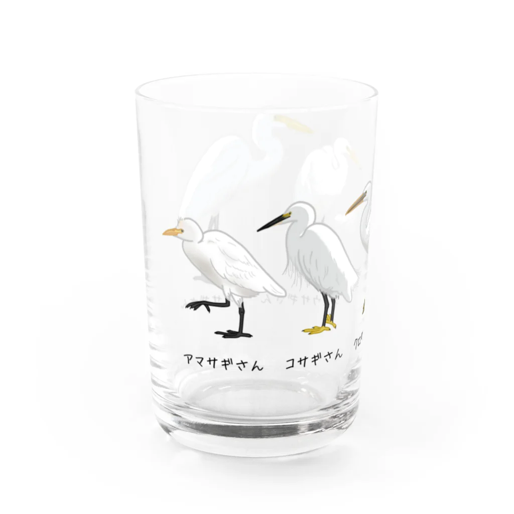 やちよ｜リアル鳥イラストのシラサギさん達の集い（冬羽） Water Glass :left