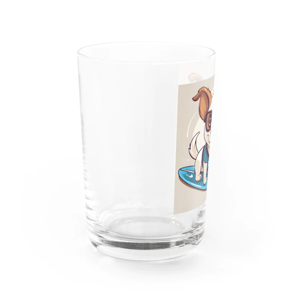 With-a-smileのサーフィン犬 Water Glass :left