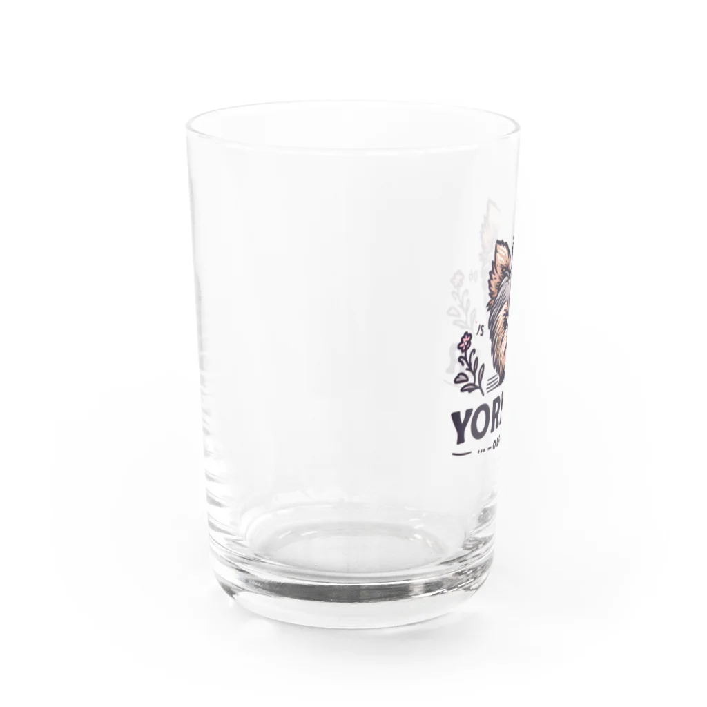 ガオのお店のかわいいヨークシャテリアのロゴ入りグッズ Water Glass :left