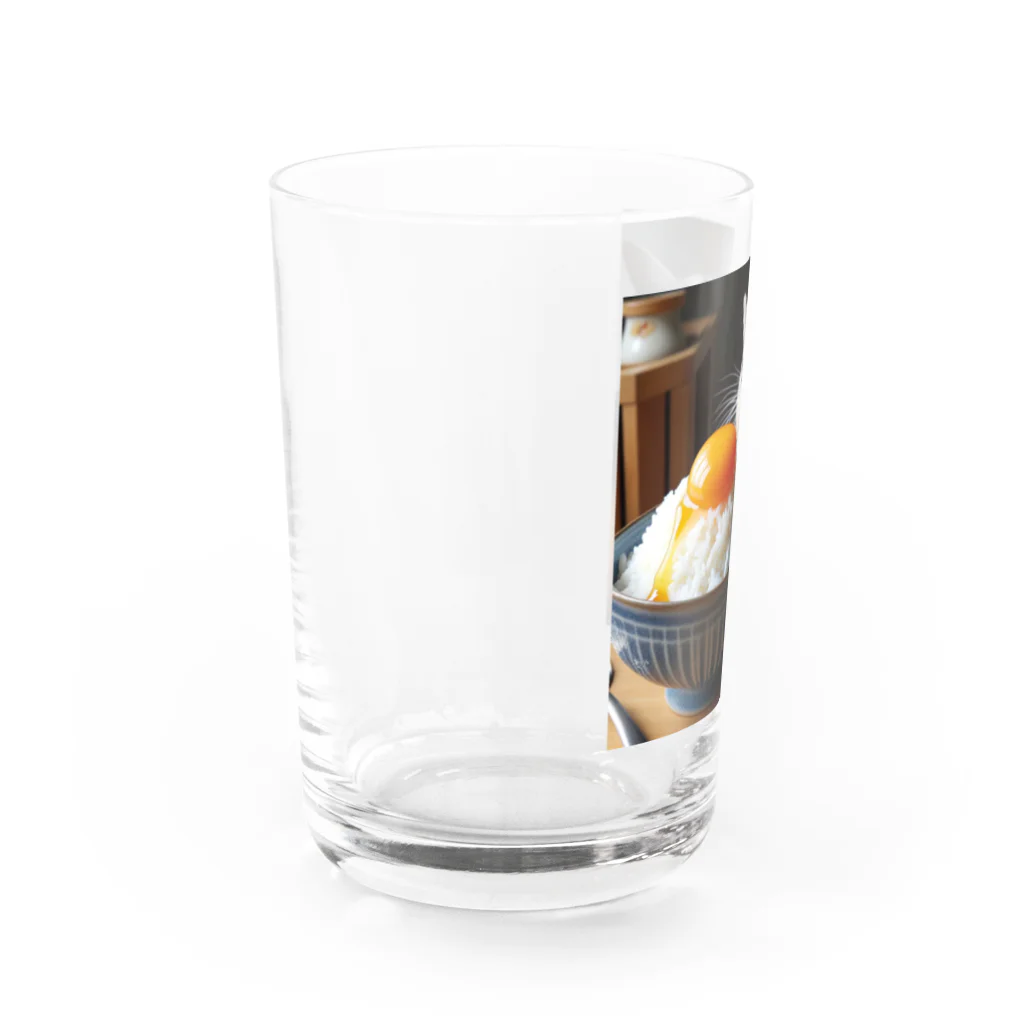 ねこ鉄道の卵かけご飯 Water Glass :left