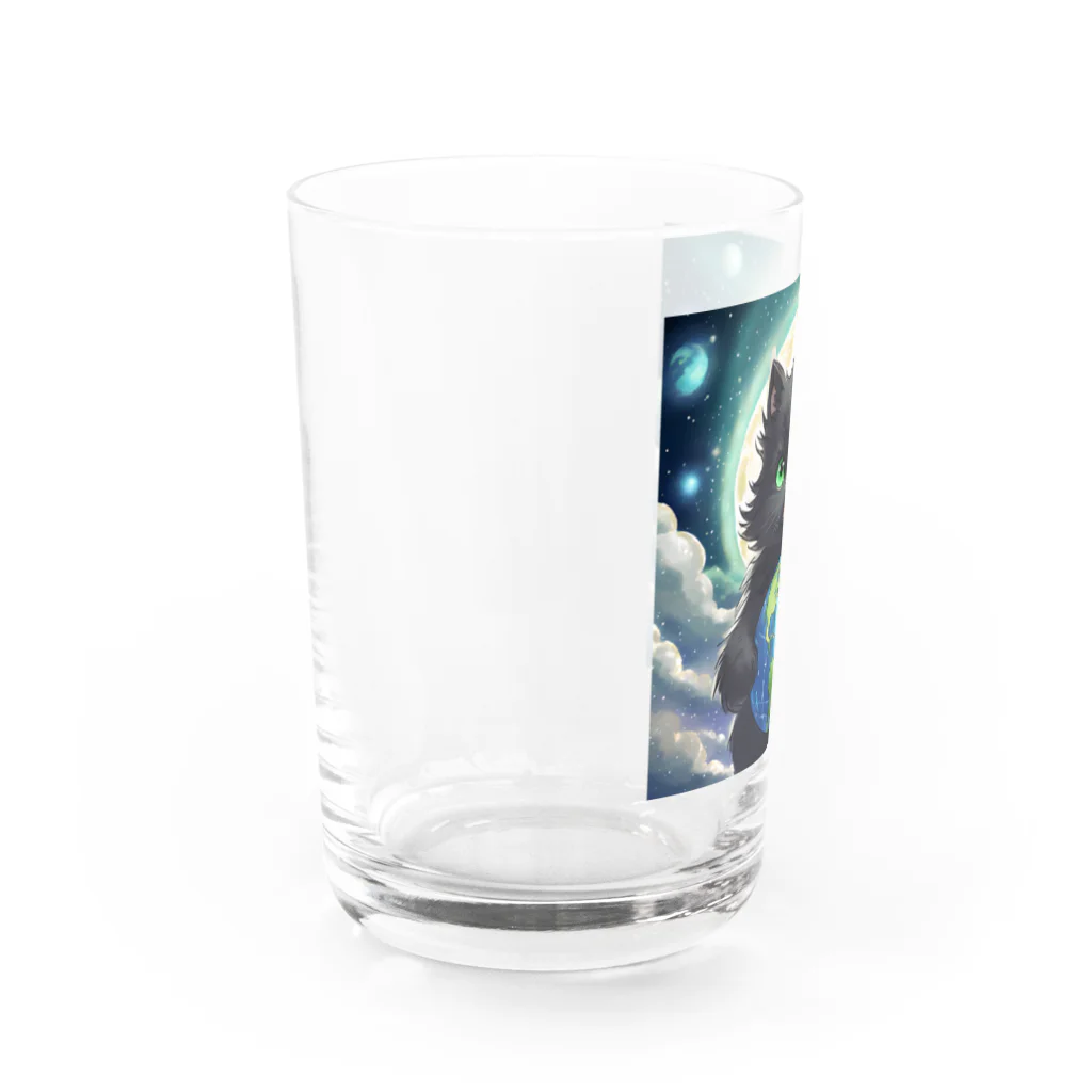 yoiyononakaの地球を抱きかかえる黒猫05 Water Glass :left