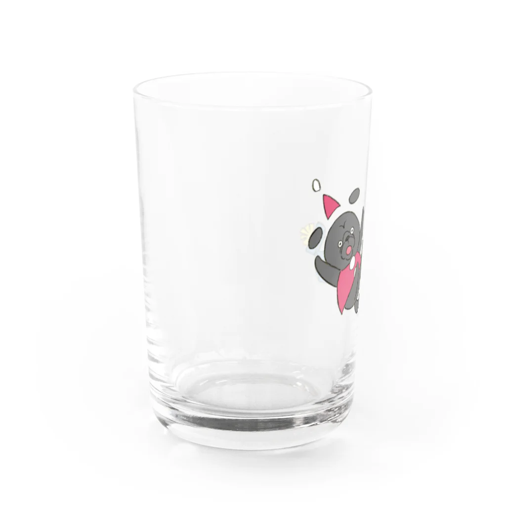 フレブルとパググッズS’IRISERの鼻ペチャクリスマス　パグ　黒パグ Water Glass :left