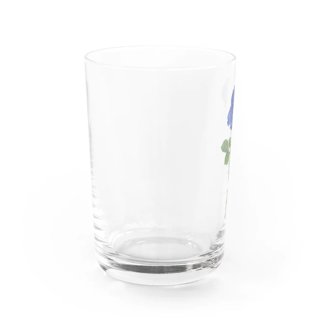 水色プリントの夢叶う青い薔薇 Water Glass :left