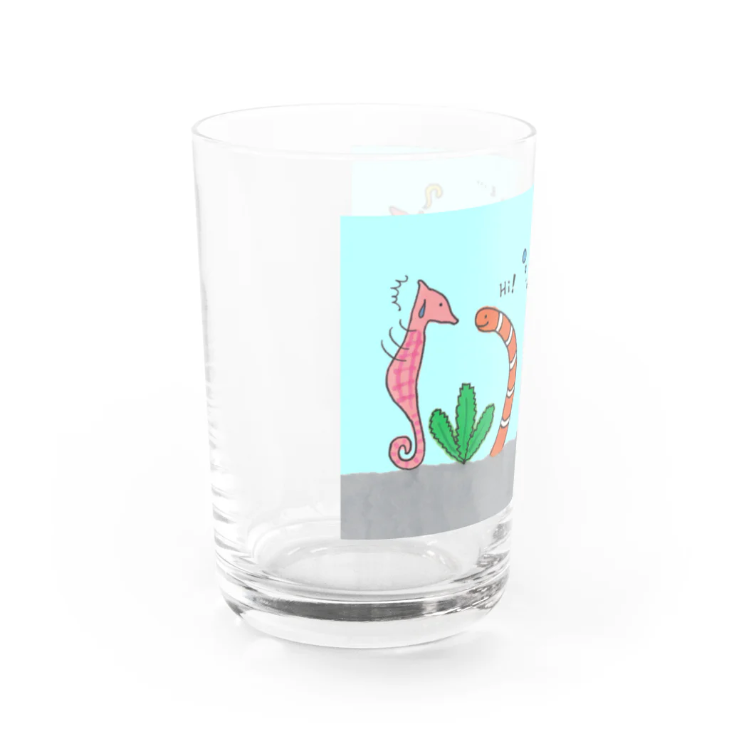 森図鑑の[森図鑑] 仲間に入れて（背景水色） Water Glass :left