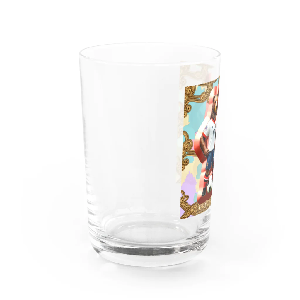 くまうさショップのサッカーくま Water Glass :left