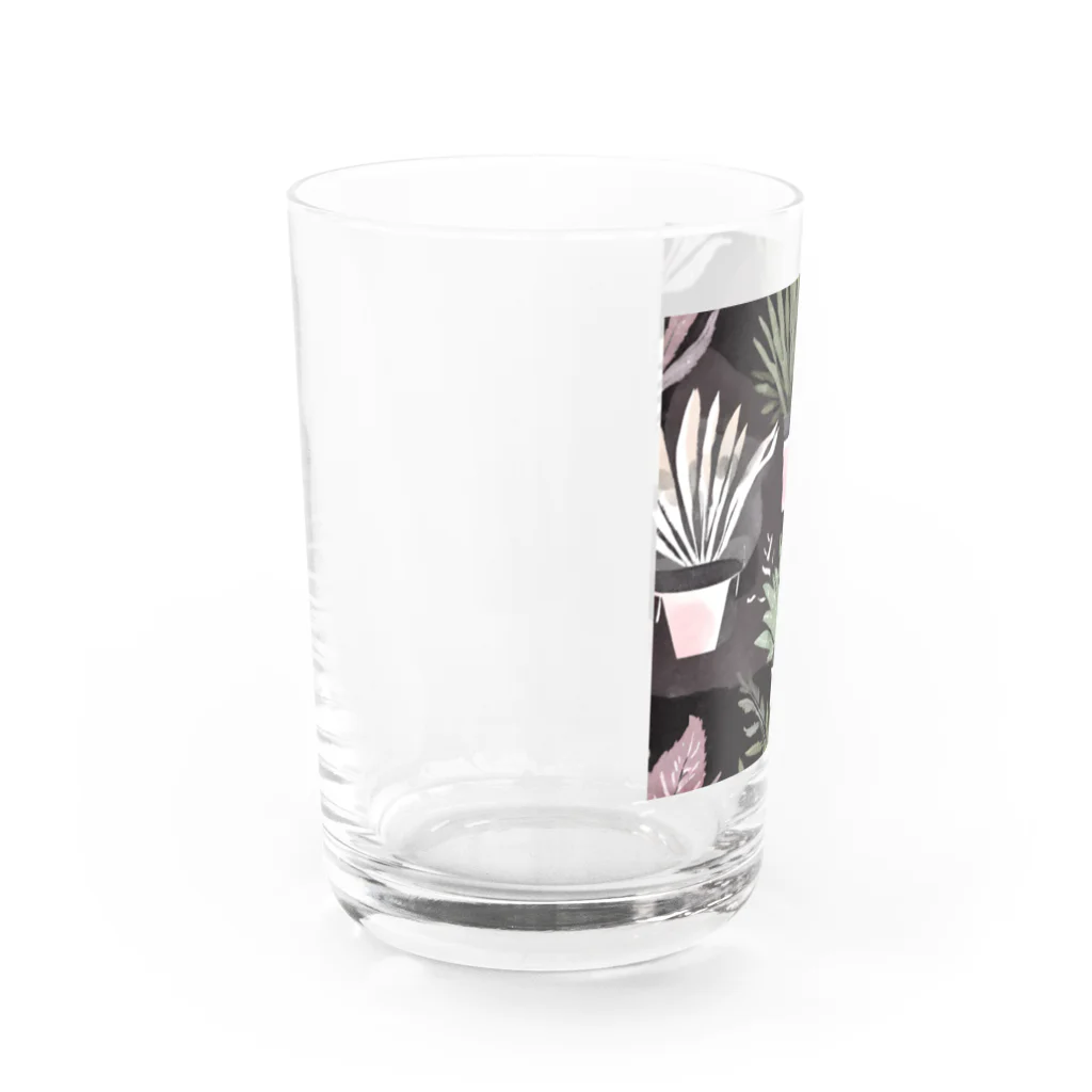 AI水彩アート ~カミとハサミ~のシックな黒と緑の調和 Water Glass :left