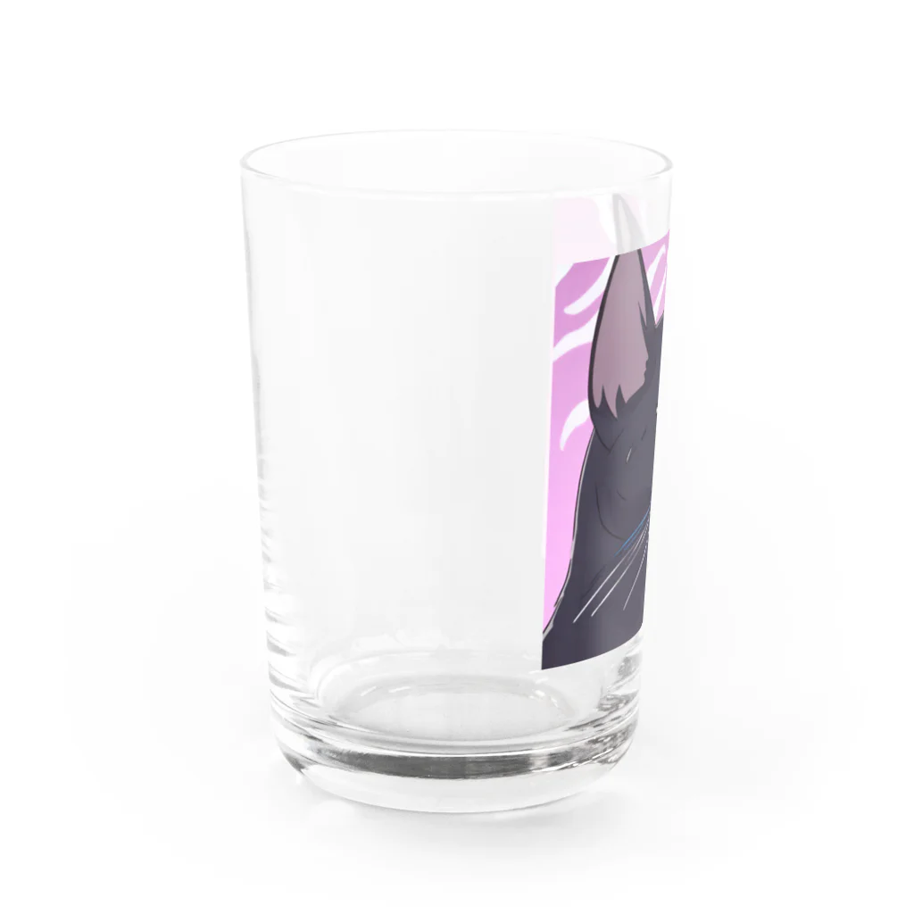 73GTCのかっこいい黒猫3 Water Glass :left