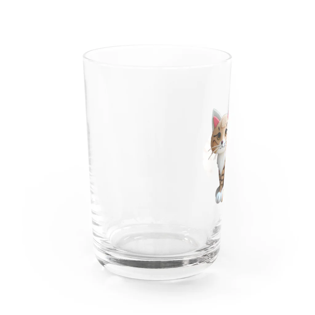 ヤマネコのフェルトで作ったスナネコ Water Glass :left