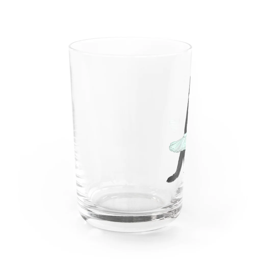 ONI Designのバレリーナ黒ぶち猫 Water Glass :left