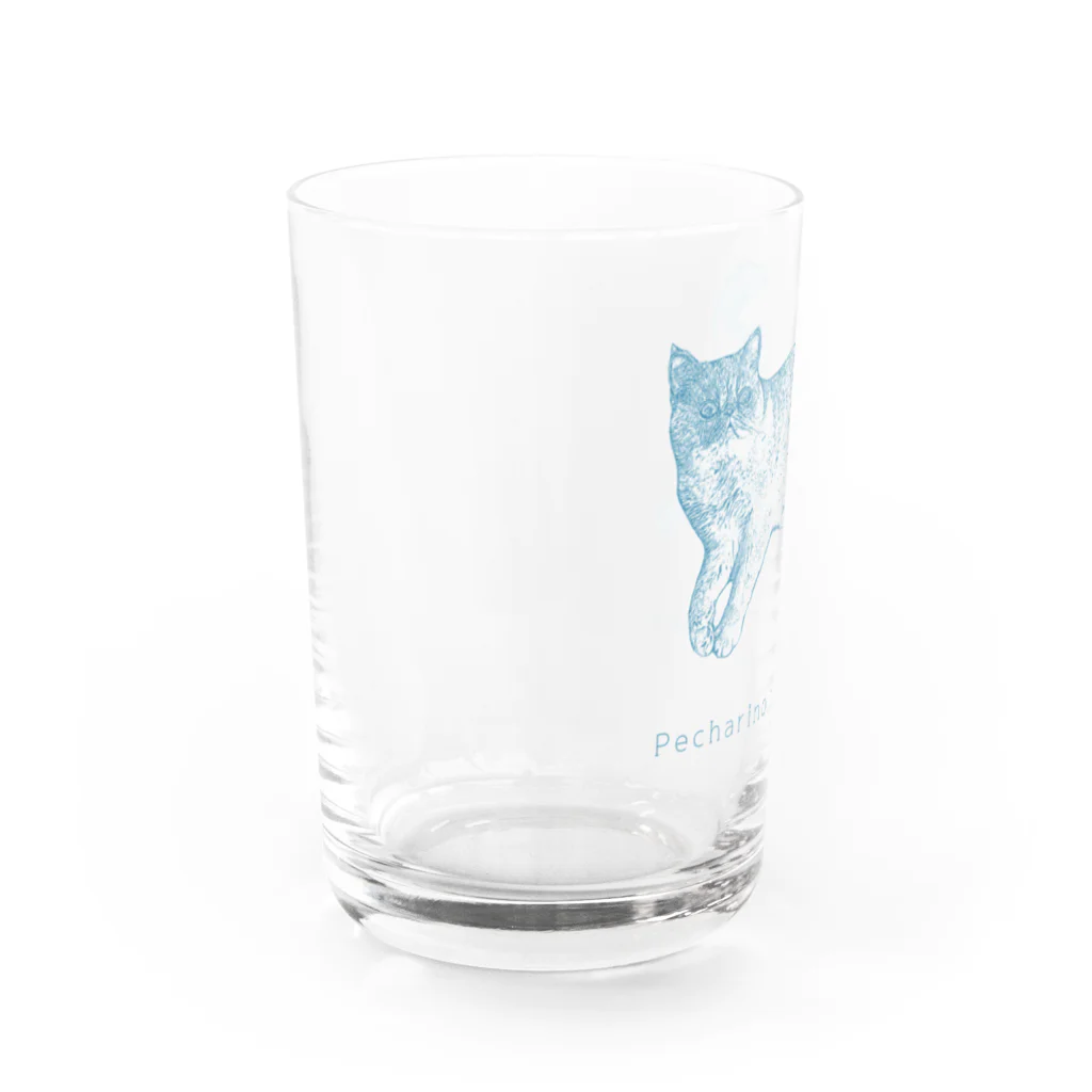 ペッチャリーノ・ヘチマチョフのネコ (blue) Water Glass :left