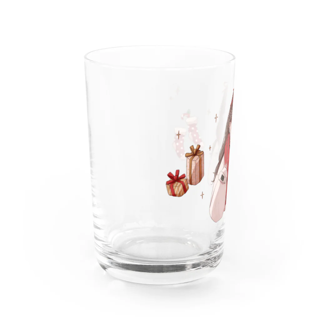 うしちゃんのお部屋の赤いマフラーの女の子（クリスマス） Water Glass :left