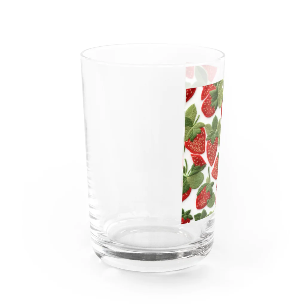 レイのイチゴの刺繍 Water Glass :left