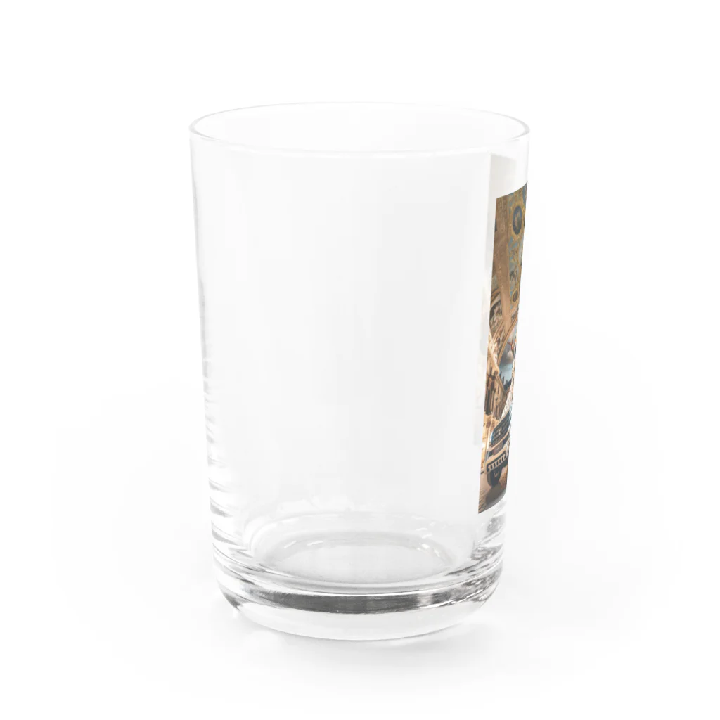 ブラックホワイトの美術館車 Water Glass :left