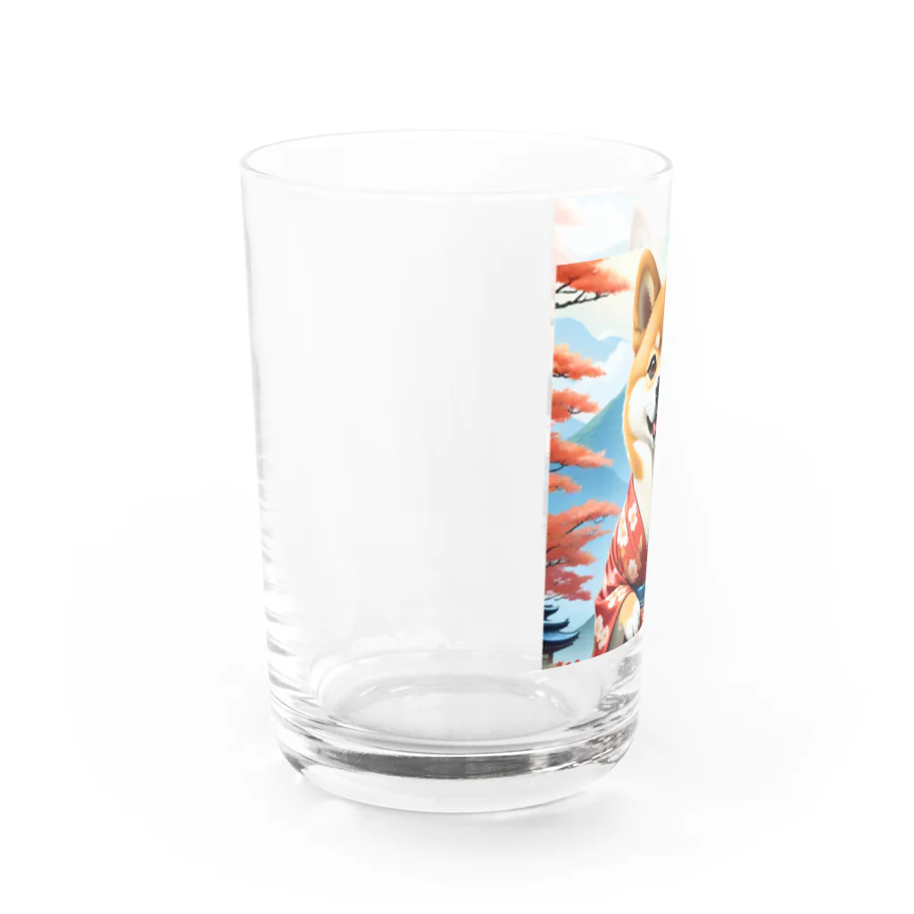 ポンキチはうすの着物姿の柴犬 Water Glass :left