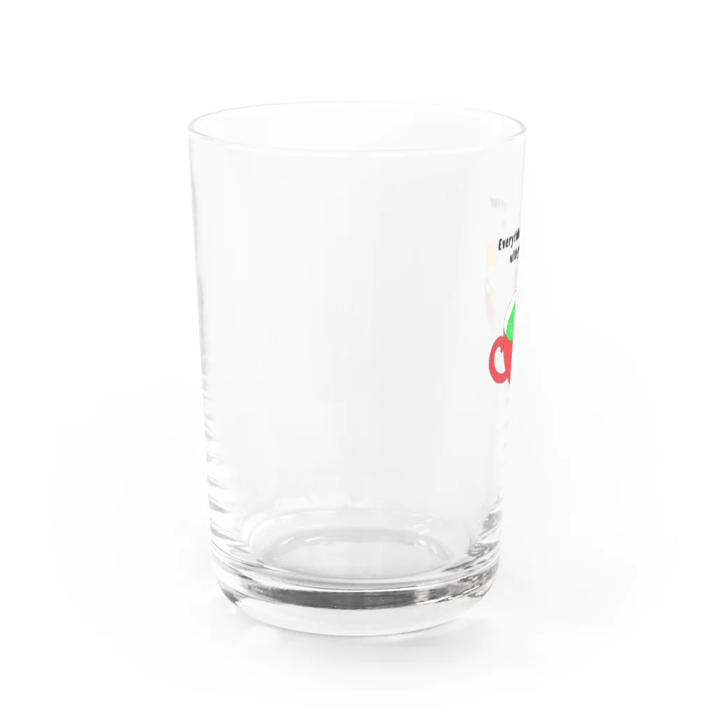 ポンキチはうすの緑茶でリラックス猫 Water Glass :left