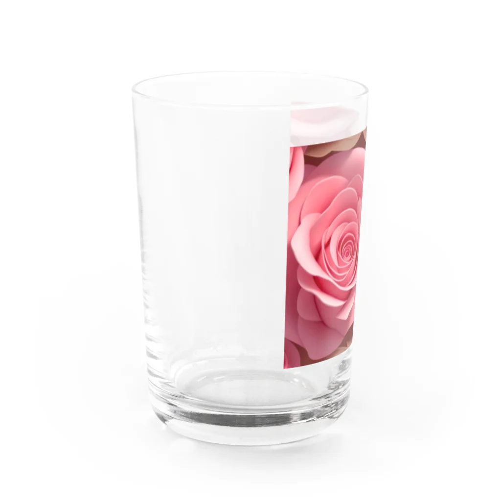 ポンキチはうすのピンクの薔薇 Water Glass :left