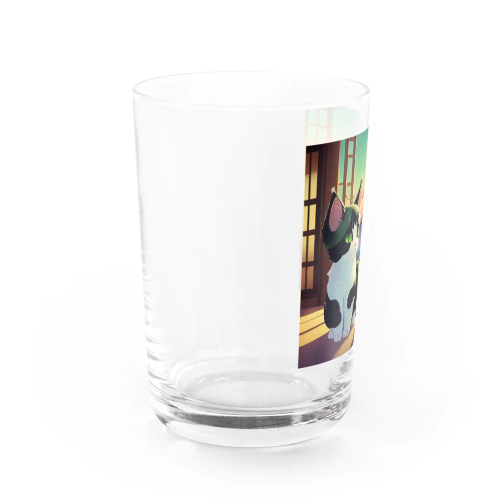 yoiyononakaの富士山と白黒猫 Water Glass :left