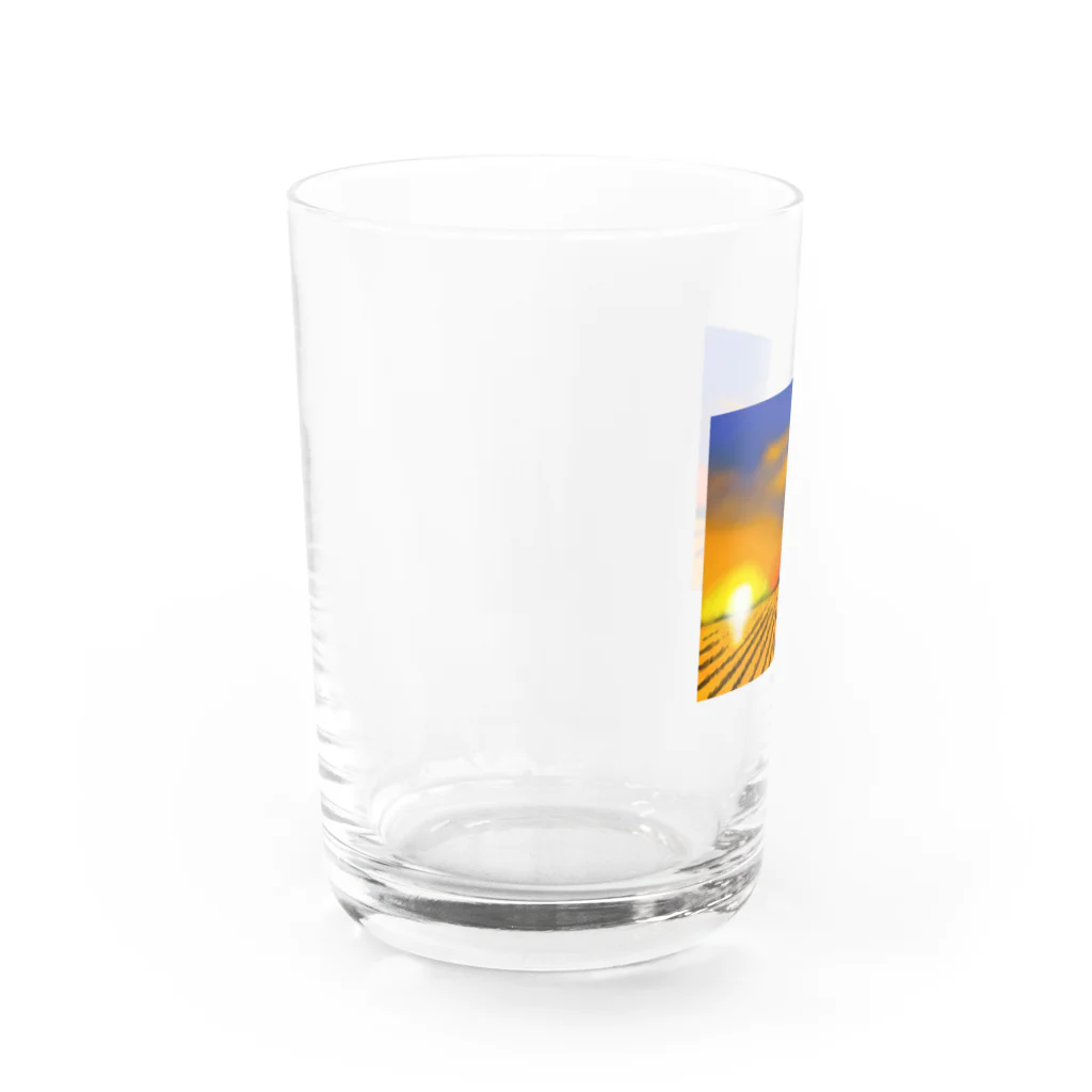 日々好日屋2号店の田んぼと夕焼け Water Glass :left