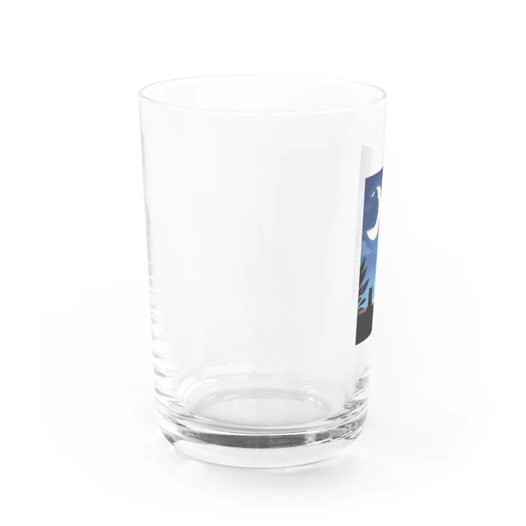 幸運のしっぽの月夜と黒猫 Water Glass :left